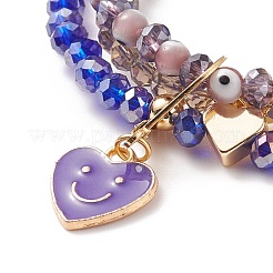 Трехслойный многожильный браслет из круглого стекла BJEW-JB08229-05