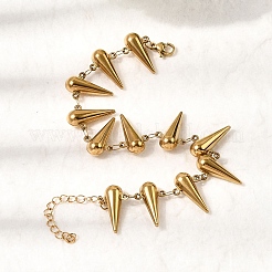 Браслеты-цепочки из нержавеющей стали 304 с шиповидными звеньями для женщин&nbsp;BJEW-G778-01G