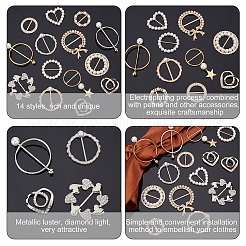 14 шт. 14 пряжки из сплава смолы с имитацией жемчуга JEWB-PH0001-21