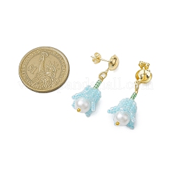 Boucles d'oreilles à tige en perles de verre faites à la main&nbsp;EJEW-MZ00277-02
