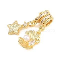Perline pendenti in ottone con micro pavé di zirconi cubici trasparenti&nbsp;CU-CBAF1EE-08G