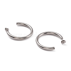 変色しない304ステンレススチール製スタッドピアス（女性用）  C字型  ステンレス鋼色  40x5mm  ピン：0.7mm&nbsp;EJEW-G346-07A-P