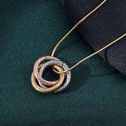 Ожерелья с тройными кругами из нержавеющей стали 304 для женщин NJEW-Z044-14M