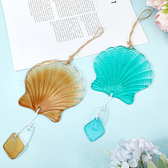 Подвеска в форме ракушки из термоплавкого стекла&nbsp;AJEW-WH20073-014