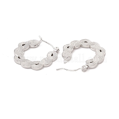 変色しない304ステンレススチール製ウェーブフープピアス（女性用）  ステンレス鋼色  21.5x22x2mm  ピン：0.6mm&nbsp;EJEW-I267-05P