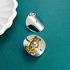 女性用ツートンカラー304ステンレススチール製スタッドピアス  フラットラウンド  ゴールデン·ステンレス鋼色  30.5x25mm&nbsp;WG155B5-01