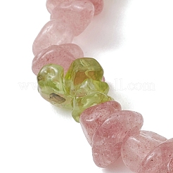 Эластичные браслеты для женщин из натурального перидота и натурального клубничного кварца.&nbsp;BJEW-JB13278