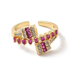 Ионное покрытие (ip) кубический цирконий прямоугольное открытое манжетное кольцо RJEW-C041-11G