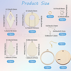 Diy イヤリング ジュエリー メイキング キット  木製ペンダントを含む  真鍮製の丸カンとピアスフック  バリーウッド  49.5~60x27~50x2~3mm  穴：2~3mm&nbsp;DIY-SP0004-31