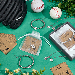 Legierung CCB Kunststoffperlen Baseball Gliederarmbänder&nbsp;HJEW-PH02411
