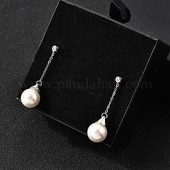 925 круглые серьги-гвоздики из стерлингового серебра с прозрачным кубическим цирконием EJEW-L300-03P