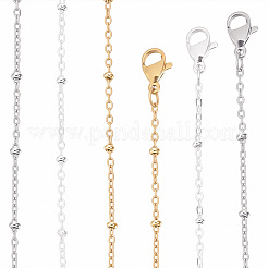 12個 3色 1.5mm 304ステンレススチール サテライトチェーンネックレス  カニカン付き  ミックスカラー  17.7インチ（45cm）  4個/カラー&nbsp;MAK-BBC0001-29