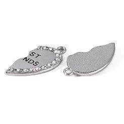 Alliage de coeur pendentifs divisés en strass&nbsp;TIBEP-S293-061P-LF