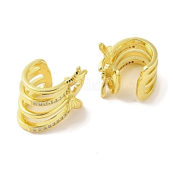 Orecchini da donna con polsino in ottone con micro pavé di zirconi trasparenti&nbsp;EJEW-I305-06G