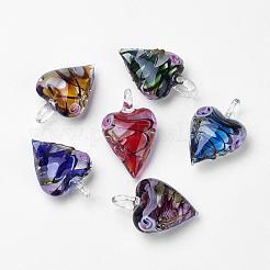 Ручной золотой песок сердца бусины подвески LAMP-R106-M3-B