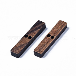 ウォールナットウッドリンク/コネクター  長方形  サドルブラウン  24x4.5x3mm  穴：1.5mm&nbsp;X-WOOD-T023-12