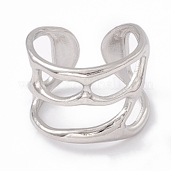 Не тускнеющее широкое полое открытое кольцо-манжета из нержавеющей стали 304 для женщин RJEW-G275-02P