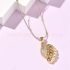 Ожерелья с подвесками из нержавеющей стали 304 с микропаве из прозрачных кубических цирконий для женщин&nbsp;LS-NJEW-Z103-01G-03