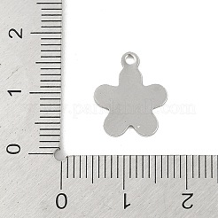 変色しない201ステンレススチールチャーム  花のチャーム  ステンレス鋼色  14.5x12x1mm  穴：1.4mm&nbsp;STAS-C108-38P