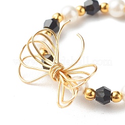 Imitar anillos de dedo con cuentas de vidrio bicono de vidrio austriaco&nbsp;RJEW-TA00003-05