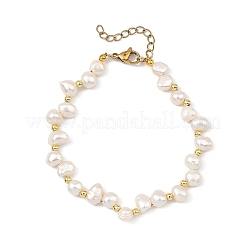 Armbänder aus natürlichen Süßwasserzuchtperlen und Messingperlen für Damen&nbsp;BJEW-JB13871