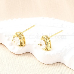 Серьги-гвоздики в форме сердца из прозрачного кубического циркония EJEW-K093-21G