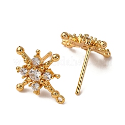 Фурнитура для серег-гвоздиков из латуни с паве из прозрачного кубического циркония KK-Z121-12G