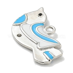 Anhänger mit Rotkehlchen aus Platin-Messing und Emaille&nbsp;KK-L224-060P