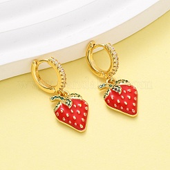 Латунные микро проложить серьги обруча кубического циркония EJEW-D322-10G