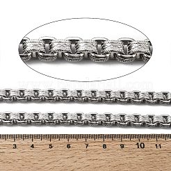 7mm 304ステンレススチール製テクスチャードベネチアンチェーンネックレス  変色なし  ステンレス鋼色  16.54インチ（42cm）&nbsp;NJEW-P358-01P
