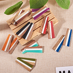 16шт 8 цвета непрозрачной смолы и подвески из орехового дерева&nbsp;RESI-BT0001-19