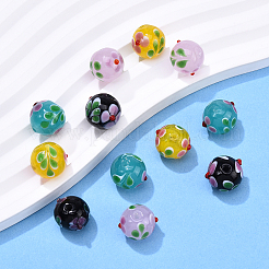 12 шт. 4-х цветные бусин-лэмпворк ручной работы с выпуклыми бусинами&nbsp;LAMP-YW0001-36