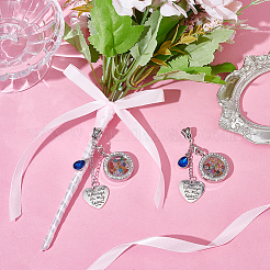 2 шт. плоские круглые подвески-медальоны из сплава и стекла в тибетском стиле&nbsp;HJEW-UN00041