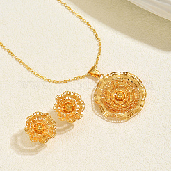 Комплекты из винтажных латунных серег-гвоздиков и ожерелий с подвесками в виде цветов для женщин&nbsp;BJ1568