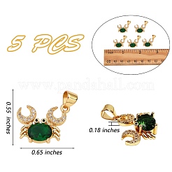 5шт латунные микро паве прозрачные и зеленые подвески из кубического циркония ZIRC-SZ0003-22