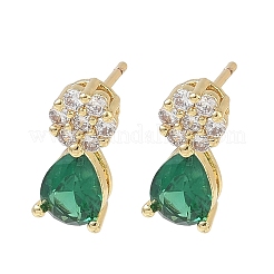 Orecchini da donna in ottone con micro pavé di zirconi cubici&nbsp;EJEW-A167-05G