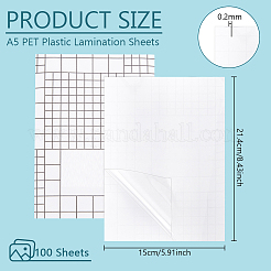 A5 ペットプラスチックラミネートシート  粘着式写真保護透明フィルム  長方形  透明  214x150x0.2mm  100個/袋&nbsp;DIY-WH0569-86