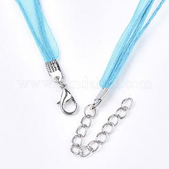 Gewachste Schnur- und Organza-Band-Halskette&nbsp;NCOR-T002-274