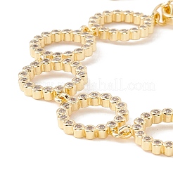 Браслет с открытым кольцом и цепочкой из прозрачного кубического циркония&nbsp;BJEW-I301-08G