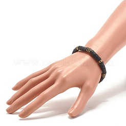 Braccialetto elastico con perline heishi in ematite sintetica e argilla polimerica&nbsp;BJEW-JB07385
