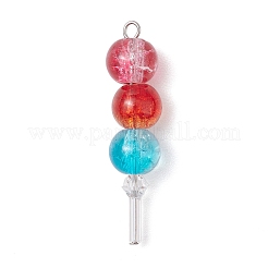 2個のガラスペンダント  ロリポップ タングル チャーム  ステンレス鋼色  35.5x8.5mm  穴：1.6mm  2個/セット&nbsp;PALLOY-JF03341-01