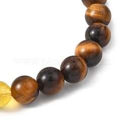 Браслеты из натуральных окрашенных и нагретых бусин из кварца и тигрового глаза&nbsp;BJEW-JB12839