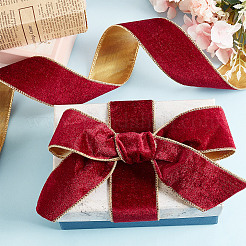 Полиэфирная бархатная лента с проволокой SRIB-WH0072-04A