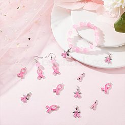 30 шт. 3 стильных розовых ленточек с эмалевым сплавом для осведомленности о раке груди в октябре ENAM-SC0003-32