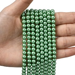 Круглые бусины из экологически чистого окрашенного стекла с жемчугом&nbsp;HY-A002-6mm-RB008