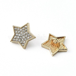 1穴合金ラインストーンシャンクボタン  スター  クリスタル  13x13.5x6.5mm  穴：2.6mm&nbsp;BUTT-WH0027-16G