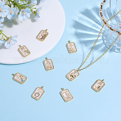 9 colgante de latón con micro pavé de circonitas cúbicas en 9 estilos diferentes y esmalte&nbsp;KK-DR0001-64