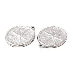 変色しない304ステンレススチールペンダント  スターチャーム付きフラットラウンド  ステンレス鋼色  22x18x2mm  穴：1.5mm&nbsp;STAS-E182-17P
