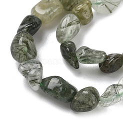 Нити бусин из натурального зеленого рутилированного кварца G-O-186-B-12A