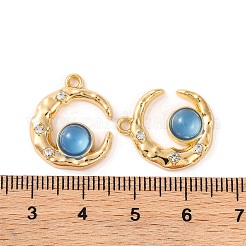 合金クリスタルラインストーンペンダント  ムーンチャーム  ブルー  17x16x4mm  穴：1.6mm&nbsp;ALRI-M021-08B